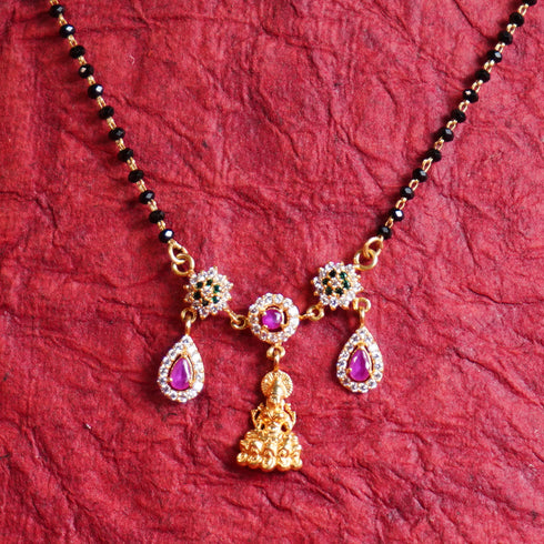 22 Carat Gold Black Beads Design With Lakshmi Devi Locket Mangalsutra 10.87g by Mahita Collections