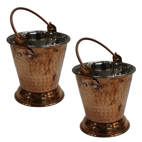 Steel Copper Hammered Bucket 351g Pack of 2