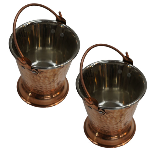 Steel Copper Hammered Bucket 351g Pack of 2
