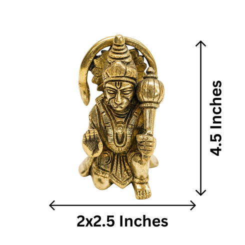 Brass Sitting Hanuman Ji Devotional Idol 486g