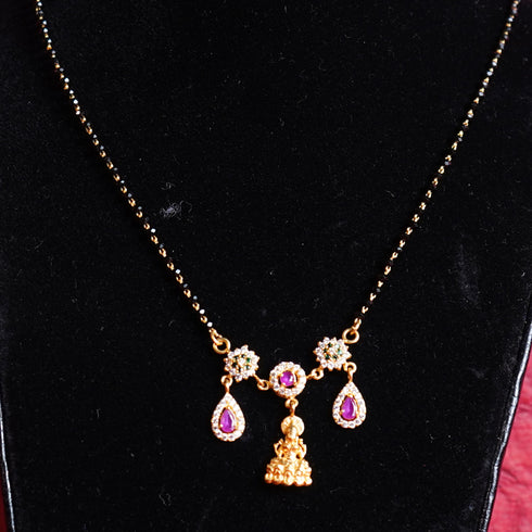 22 Carat Gold Black Beads Design With Lakshmi Devi Locket Mangalsutra 10.87g by Mahita Collections