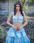 Kzari Light Blue Organza Layered Crop Top and Skirt Set