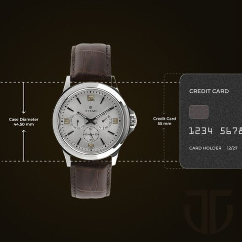 Titan Quartz Multifunction Silver Dial Leather Strap Watch for Men