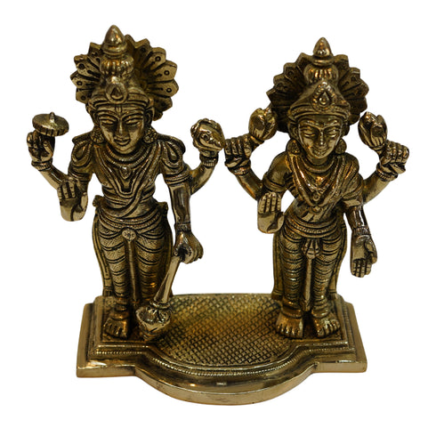 Brass Standing Vishnu Lakshmi Idol 1997g
