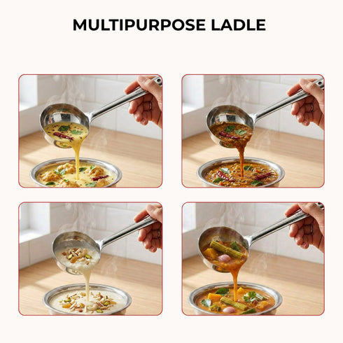 Vinod Stainless Steel Basting Serving Ladle Serving Spoon Karchi Set of 2 28 cm Highest Grade Stainless Steel Rust Free Dishwasher Safe No 4