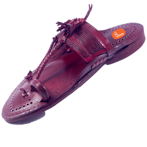 Vhaanfootwear Khas Kolhapuri Kapashi With Sound Red For Men