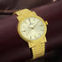 Titan Quartz Analog with Date Champagne Dial Golden Stainless Steel Strap