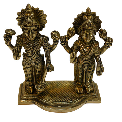 Brass Standing Vishnu Lakshmi Idol 1997g
