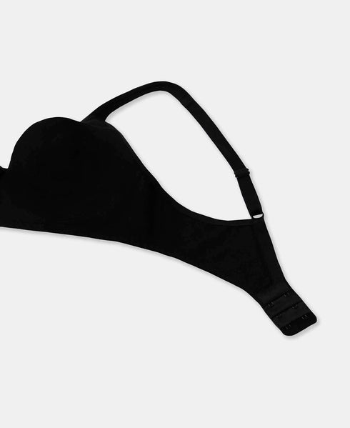 Jockey Pack of 2 Wirefree Non Padded Cotton Stretch Medium Coverage Everyday Bra with Concealed Shaper Panel - Black & Skin