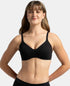 Jockey Pack of 2 Wirefree Non Padded Cotton Stretch Medium Coverage Everyday Bra with Concealed Shaper Panel - Black & Skin