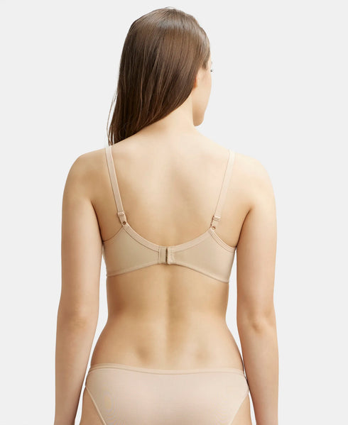 Jockey Pack of 2 Wirefree Non Padded Cotton Stretch Medium Coverage Everyday Bra with Concealed Shaper Panel - Black & Skin