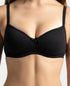 Jockey Pack of 2 Wirefree Padded Cotton Stretch Medium Coverage T-Shirt Bra with Lace Styling - Black & Light Skin