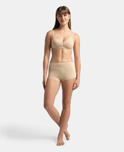 Jockey Wirefree Padded Cotton Stretch Medium Coverage T-Shirt Bra with Lace Styling - Light Skin