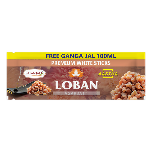 Patanjali Aastha Premium White Stick Loban Agarbatti -250 G Free Gangajal