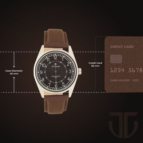 Titan Men's Timeless Charm: Men's Analog Watch with Black Dial and Brown Leather Strap Watch
