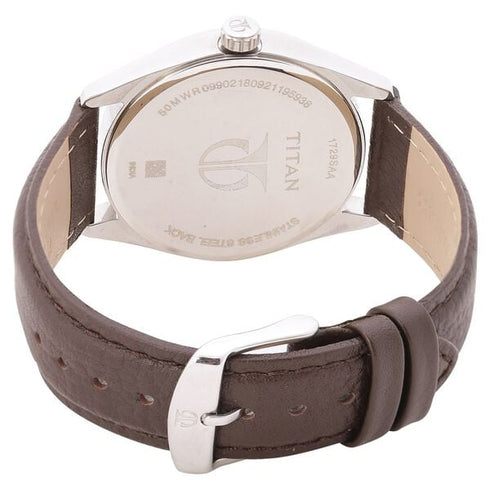 Titan Men's Timeless Charm: Men's Analog Watch with Black Dial and Brown Leather Strap Watch