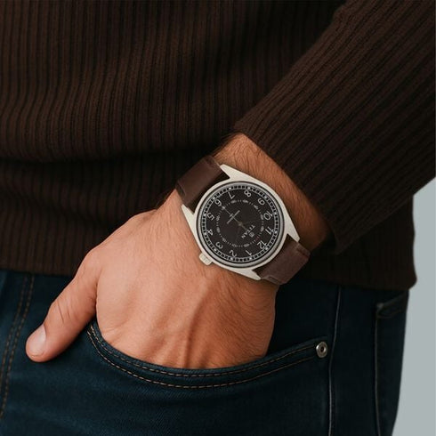 Titan Men's Timeless Charm: Men's Analog Watch with Black Dial and Brown Leather Strap Watch
