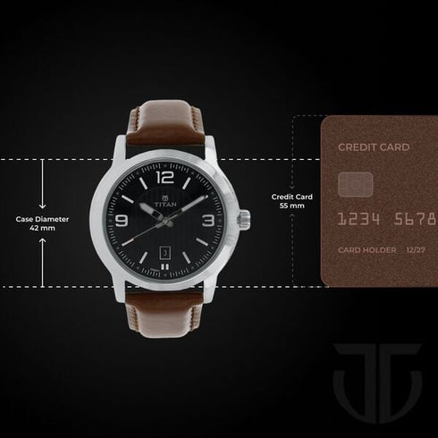 Titan Quartz Analog Black Dial Leather Strap Watch for Men