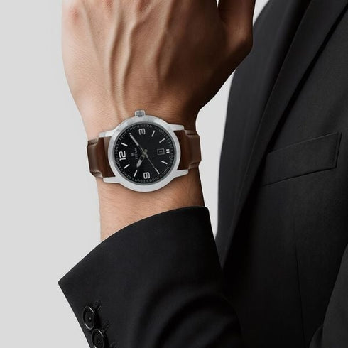 Titan Quartz Analog Black Dial Leather Strap Watch for Men