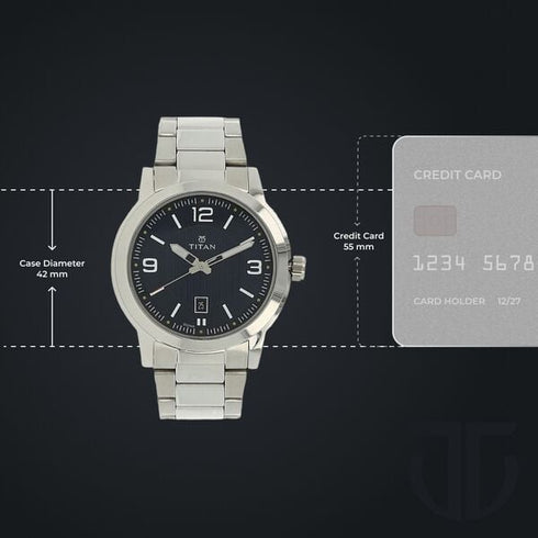 Titan Men's Urban Refinement: Sleek Blue Dial with Silver Stainless Steel Strap Watch