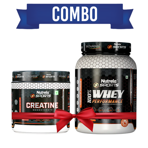 Combo- Patanjali Nutrela Sports Whey Performance Choc-Irish 1kg + Patanjali Nutrela Sports Creatine Monohydrate - 100g