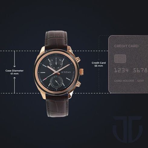 Titan Quartz Multifunction Black Dial Leather Strap Watch for Men