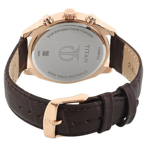 Titan Quartz Multifunction Black Dial Leather Strap Watch for Men