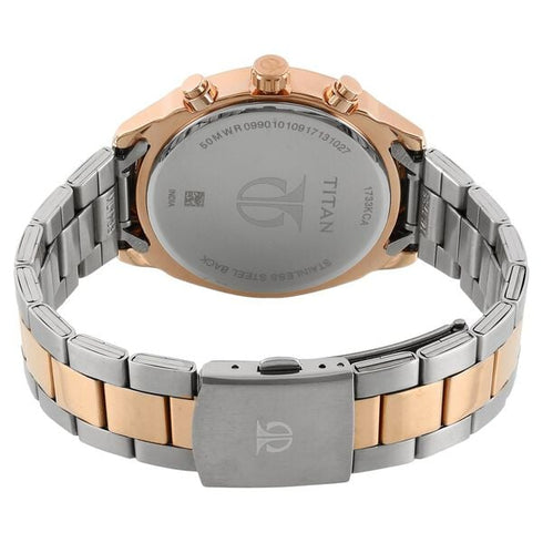 Titan Men's Metropolitan Luxe: Multifunction Black Dial with Two-Tone