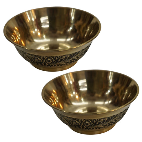 Brass Bowls With Flora Design 43g Pack of 2