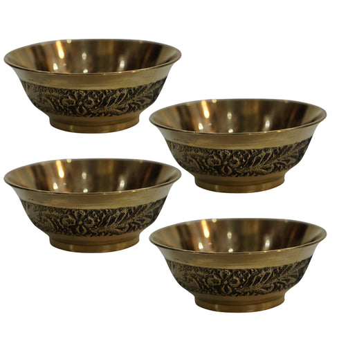 Brass Bowls With Flora Design 43g Pack of 4