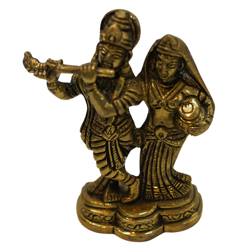 Brass Radha Krishna Idol with Flute 409g