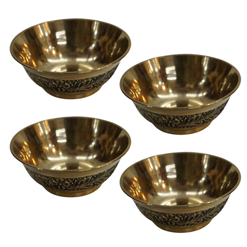 Brass Bowls With Flora Design 43g Pack of 4