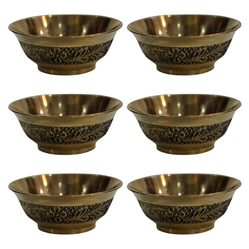 Brass Bowls With Flora Design 43g Pack of 6
