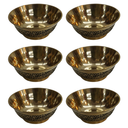 Brass Bowls With Flora Design 43g Pack of 6