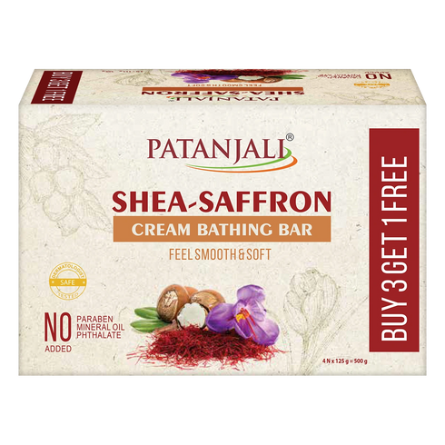 Patanjali Shea-Saffron Cream Bathing Bar 125g (B3 G1)