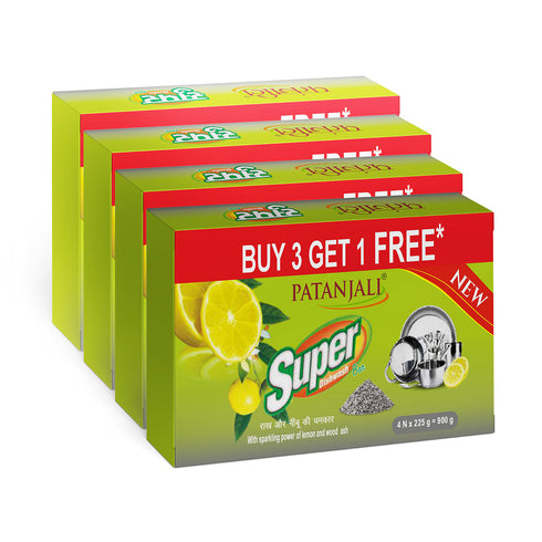 Patanjali Super Dish Wash Bar 225g B3G1 Free - 900g