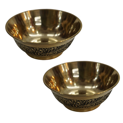 Brass Bowls With Flora Design 51g Pack of 2