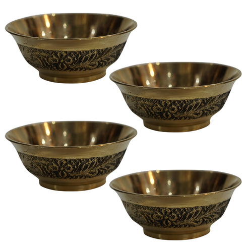 Brass Bowls With Flora Design 51g Pack of 4
