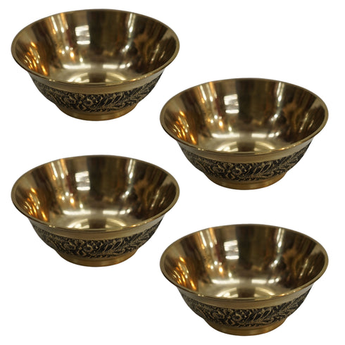 Brass Bowls With Flora Design 51g Pack of 4