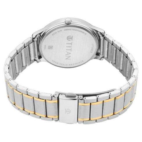 Titan Lagan White Dial Analog with Day and Date Metal Strap Watch for Men