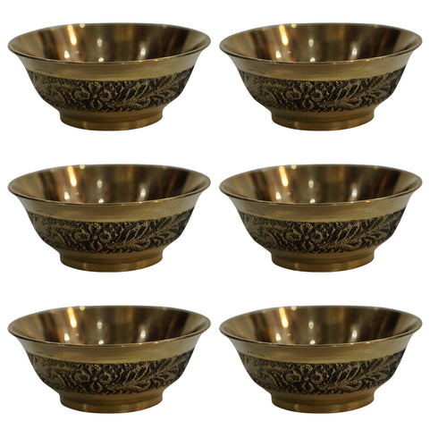 Brass Bowls With Flora Design 51g Pack of 6