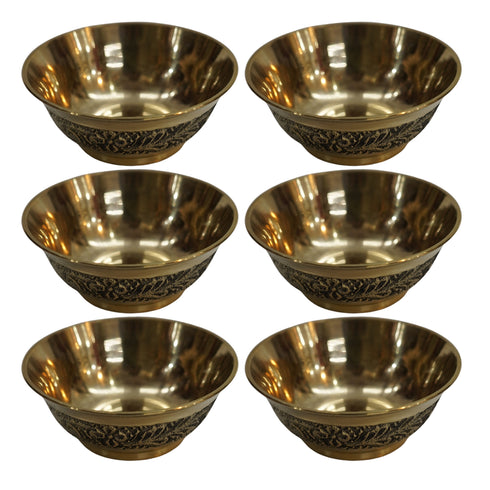 Brass Bowls With Flora Design 51g Pack of 6