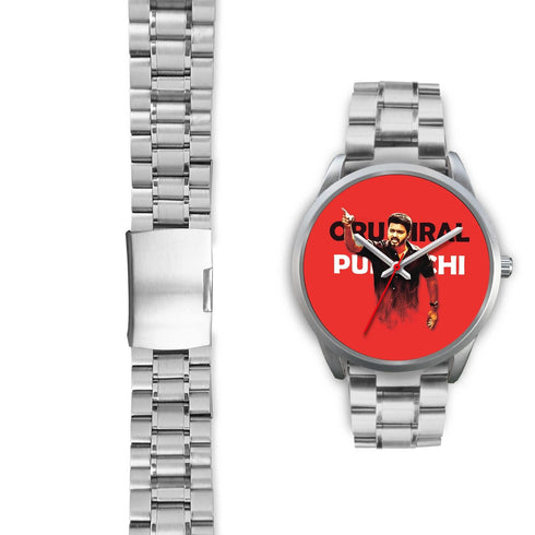 Style Make Ilayathalapathy Vijay Designed Silver Watch Imported Stainless Steel Metal High Quality