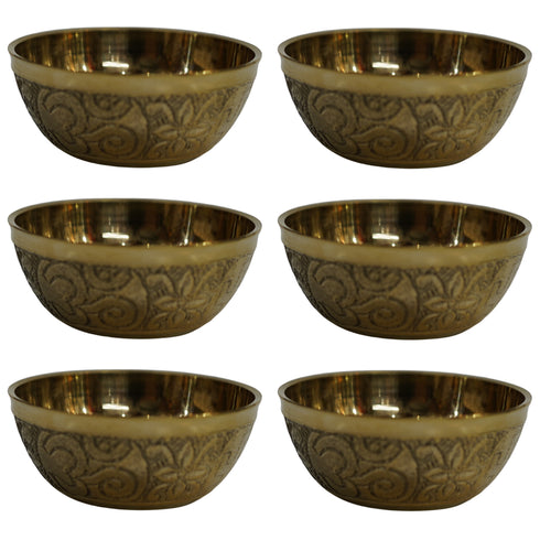 Brass Bowls With Design 59g Pack of 6