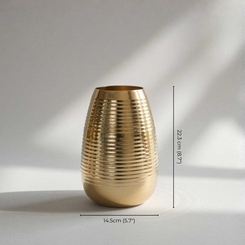 Behoma Ribbed Vase – Gold
