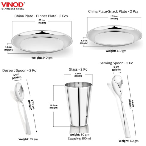 Vinod 18 Pieces Stainless Steel Dinner Set with Mirror finish Heavy Gauge steel Rust free Durable Dishwasher safe and ISI Certified