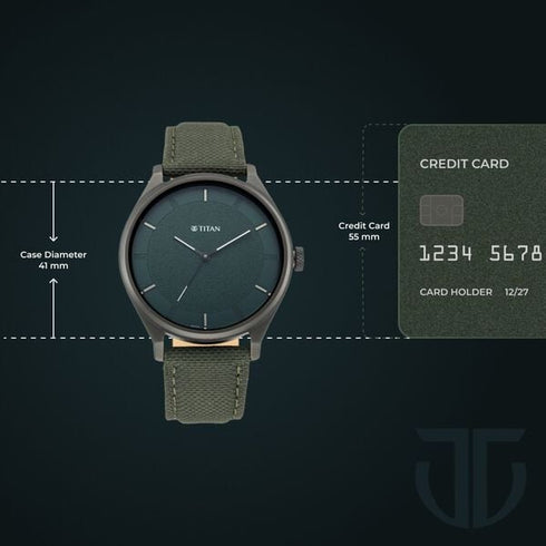 Titan Workwear Green Dial Analog Leather Strap Watch for Men