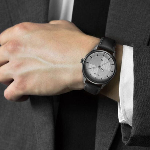 Titan Neo Economy Quartz Analog with Date Silver Dial Grey Leather Strap Watch For Men