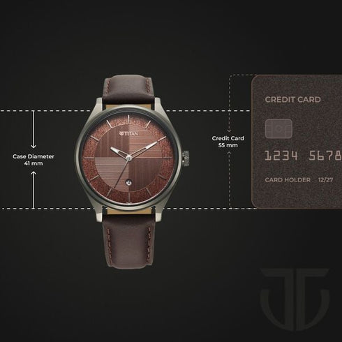 Titan Neo Basics Analog with Gray Dial Gray Leather Strap Watch for Men (Model 1802QL02)