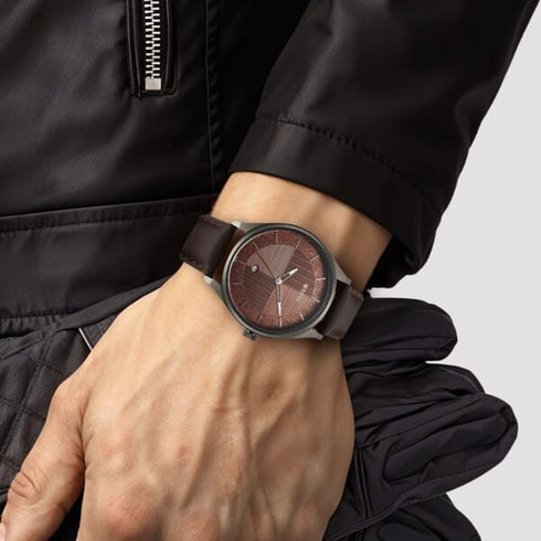 Titan Neo Basics Analog with Gray Dial Gray Leather Strap Watch for Men (Model 1802QL02)